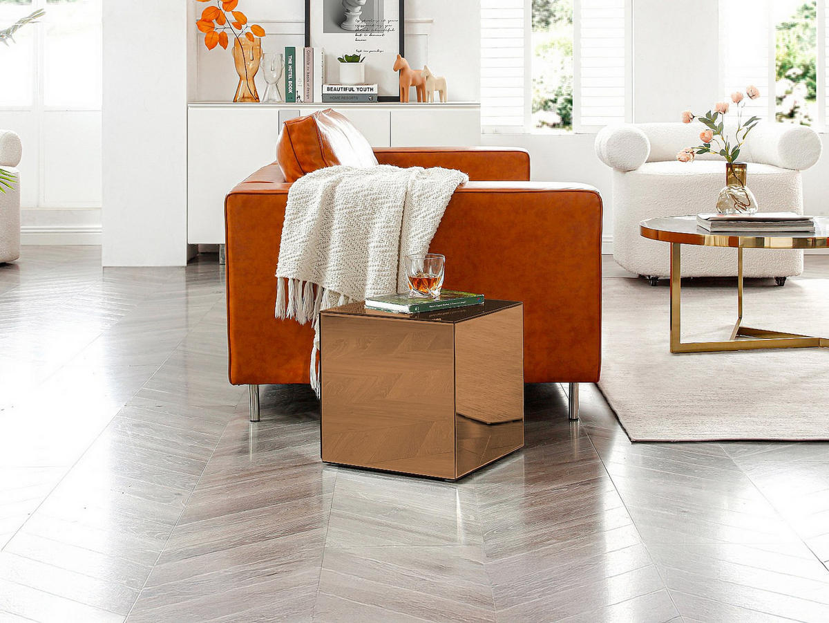 BEISTELLTISCH mit Rauchspiegelglas und MDF - Braun - CUBIX - Braun, Glas (35/35/35cm) - Pascal Morabito