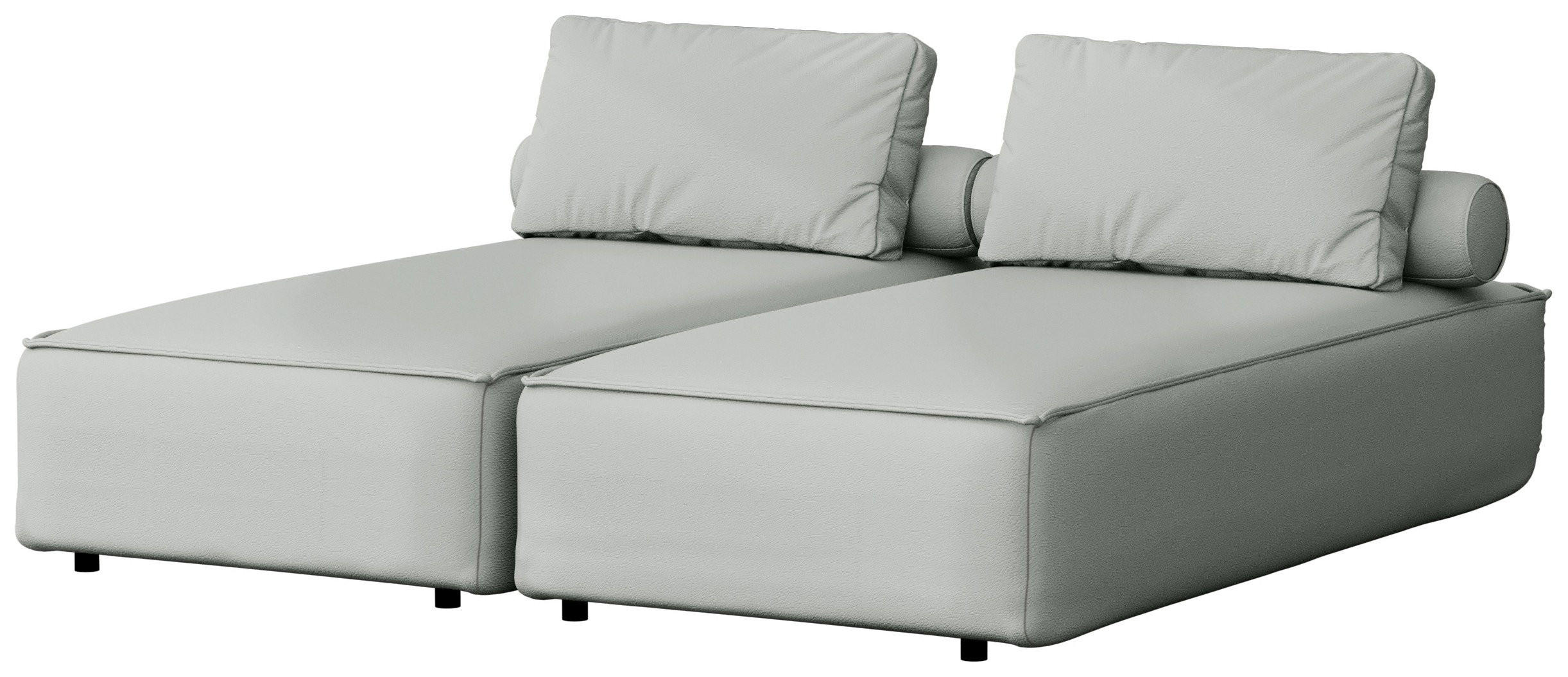 GARTENLIEGE Lorento 2er-Set Outdoor Polster-Doppelliege, Hellgrau Kunstleder 184/73/195 cm - Hellgrau, Textil (92/73/195cm) - WFL GROUP