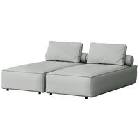 GARTENLIEGE Lorento 2er-Set Outdoor Polster-Doppelliege, Hellgrau Kunstleder 184/73/195 cm - Hellgrau, Textil (92/73/195cm) - WFL GROUP