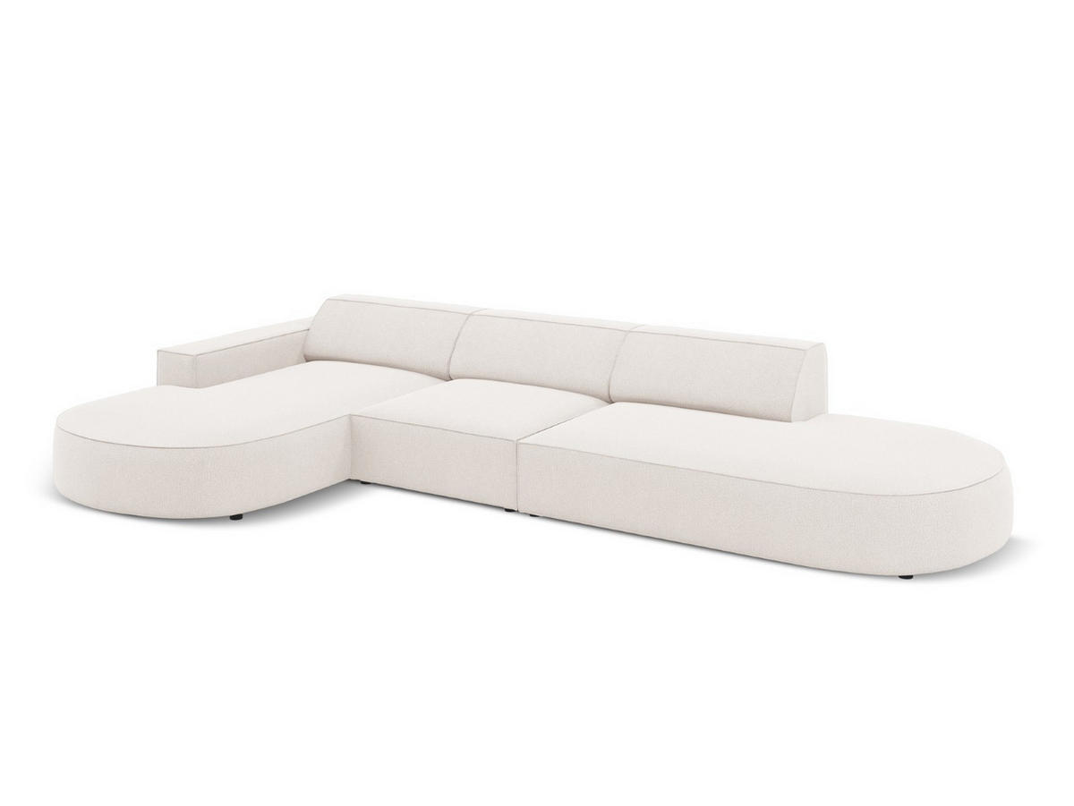 ECKSOFA links Jodie aus strukturiertem Stoff leichtes beige 4 Sitzplätze - Beige, Textil (166/342cm) - Micadoni