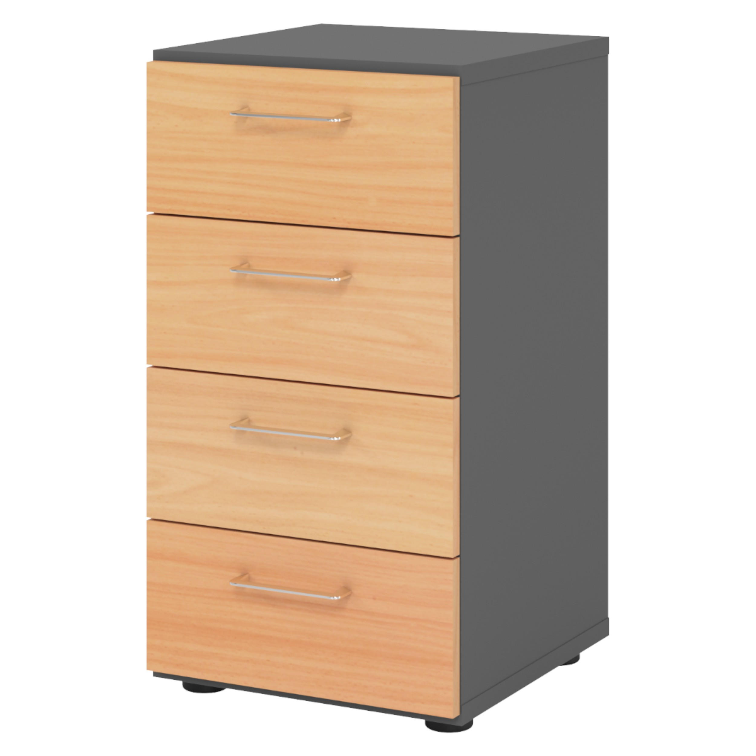 bümö Schubladenschrank Graphit, Buche 40x74.8x42 cm