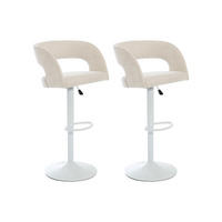 BARHOCKER 2er-Set höhenverstellbar - Stoff & weißes Metall - Cremefarben - LAJUNIA - Creme, Textil (52.5/108.5/53cm) - Vente-Unique