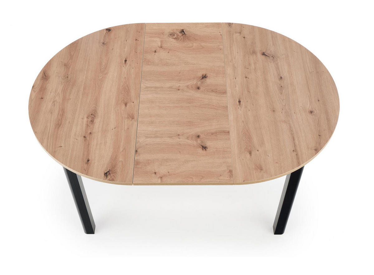 ESSTISCH rund Eiche Artisan - Schwarz ausziehbar - Schwarz/Eiche Artisan, Holzwerkstoff (102/102/76cm) - designimpex