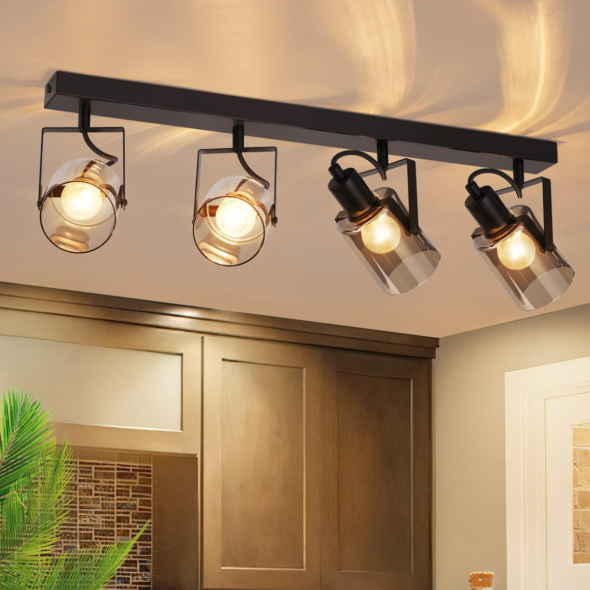 STRAHLER Minden 4-flammig 63.5/9.5/18 cm - Schwarz, Metall (63.5/9.5/18cm) - Nettlife