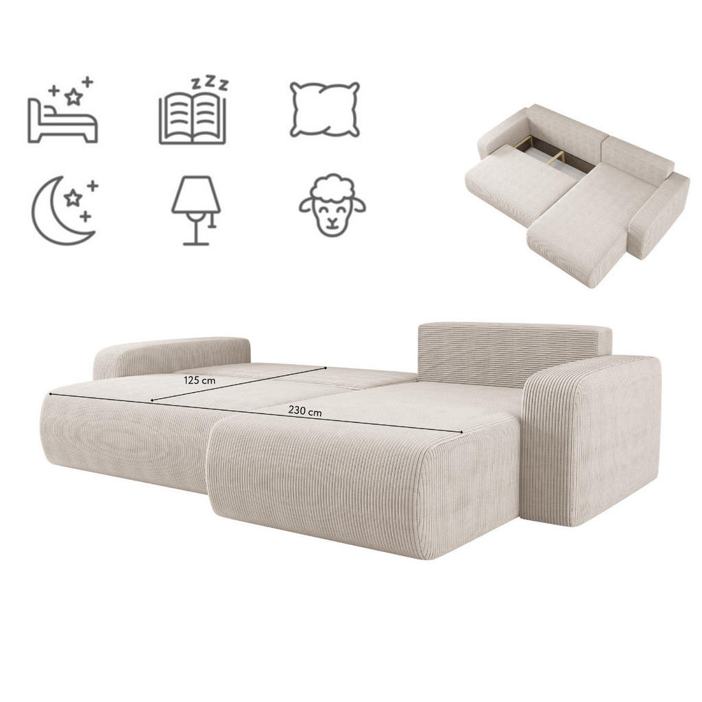 Thumbnail - Kaiser Möbel Schlafsofa, Beige, Holz, 274x82x145 cm, Wohnzimmer, Sofas & Couches, Schlafsofas