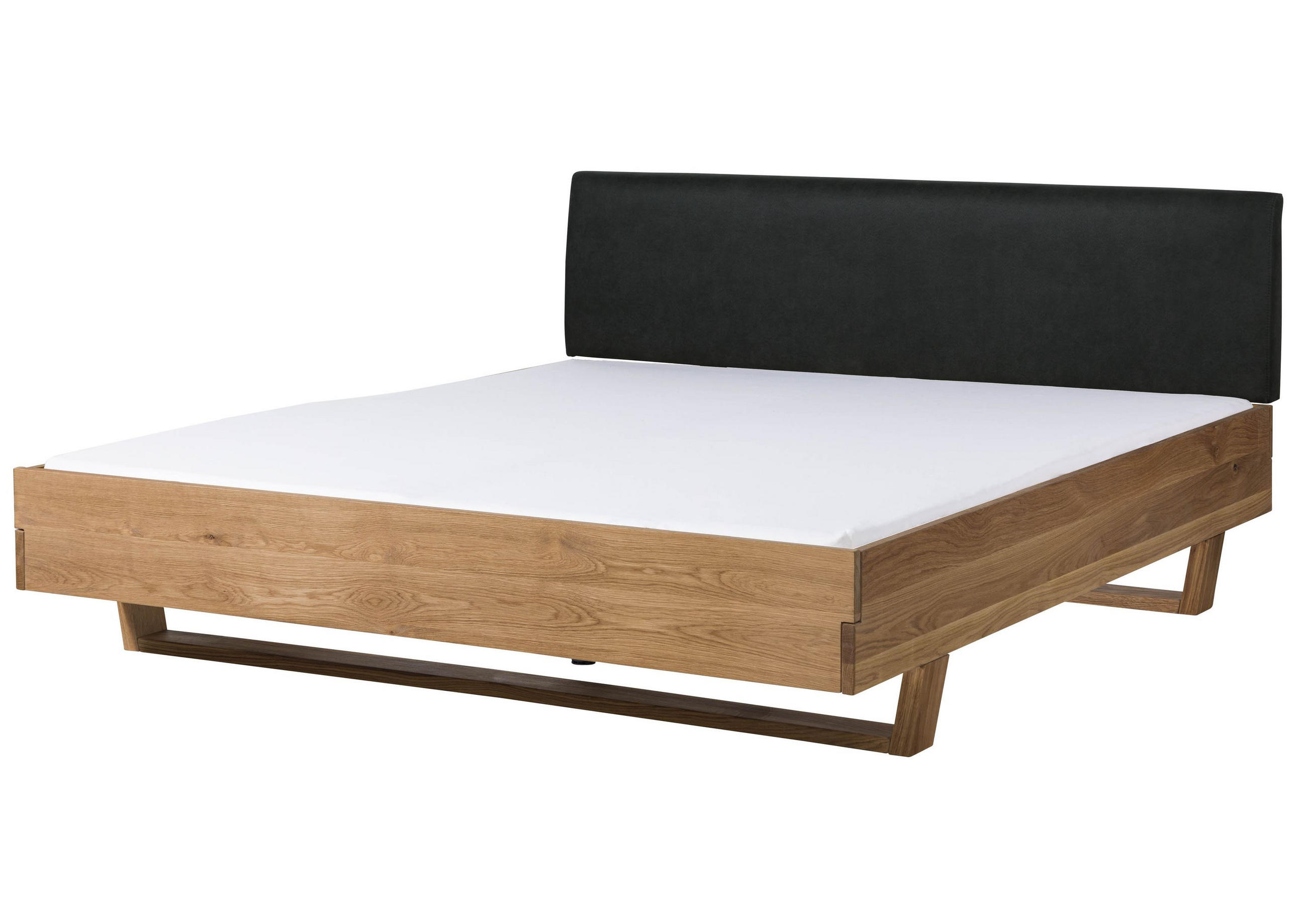 BETT Massivholz Eiche 200 x 200 x 86 natur FICHTELBERG #28 - Anthrazit/Naturfarben, Holz (200/200cm) - Massivmoebel24