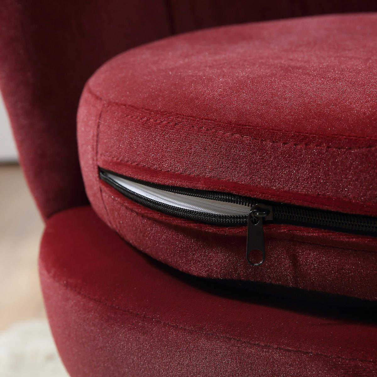 SESSEL DE-13421 Muschelform mit Samt & goldenen Metallfüßen Rot - Weinrot, Textil (67/74/76cm) - ComfortXL