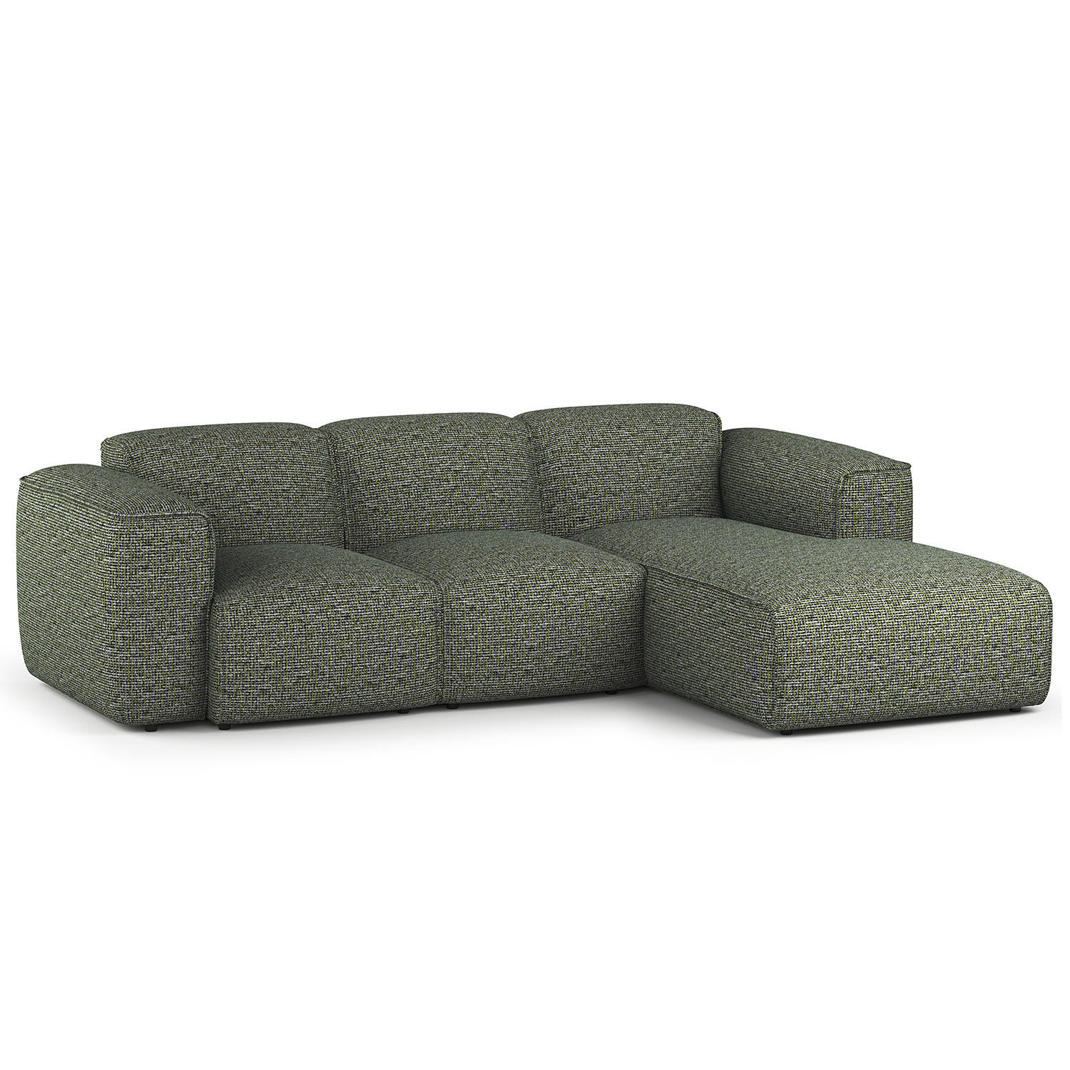 3-SITZER ECKSOFA mit Longchair - Schwarz/Grün, Kunststoff/Textil (251/173cm) - home24
