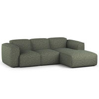 3-SITZER ECKSOFA mit Longchair - Schwarz/Grün, Kunststoff/Textil (251/173cm) - home24