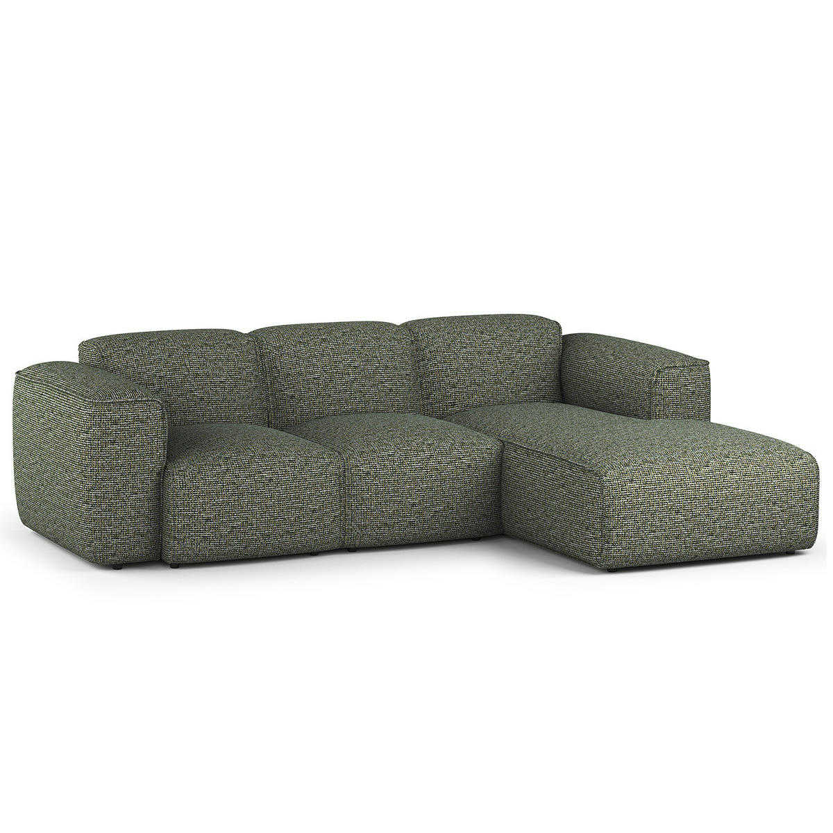 3-SITZER ECKSOFA mit Longchair - Schwarz/Grün, Kunststoff/Textil (251/173cm) - home24