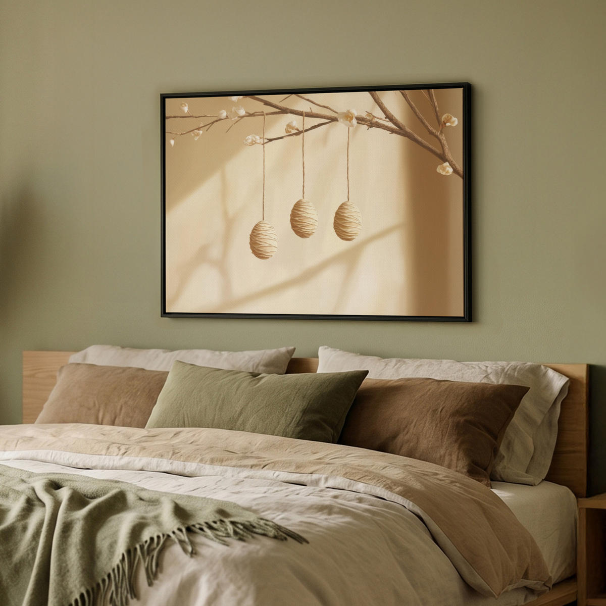 LEINWAND Bilder mit Rahmen - Beige - Osterkuchen - Eier - 80x60 - Beige, Textil (80/60cm) - MuchoWow