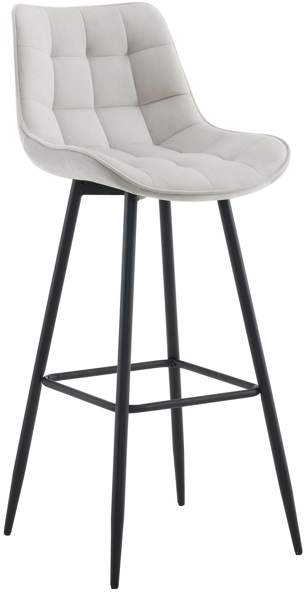 BARHOCKER SYDNEY Grau Samt - Grau, Metall (47/106/52cm) - DELUKE