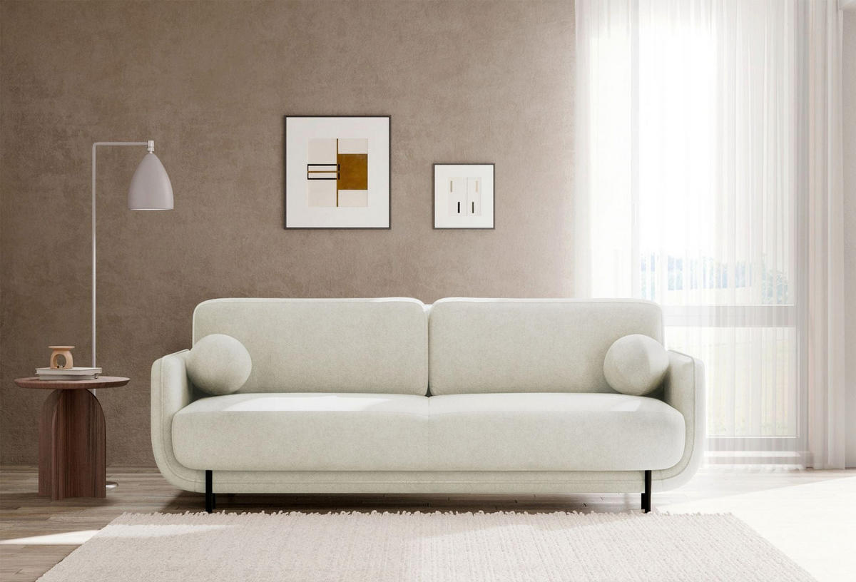 SCHLAFSOFA Ovals Creme - Creme/Schwarz, Textil/Metall (236/95/96cm) - Selsey