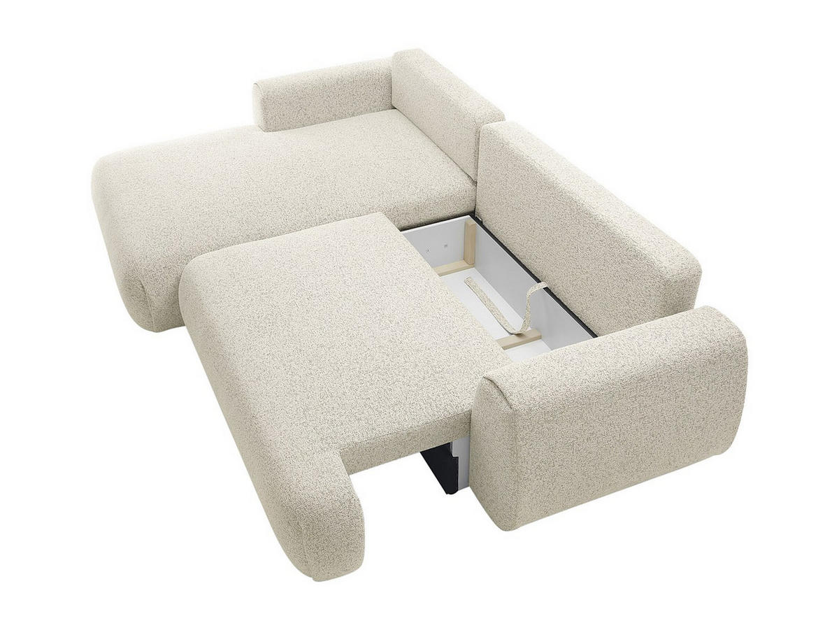 ECKSOFA mit Schlaffunktion - Ecke links - melierter Stoff - Beige - MONELIA - Beige, Textil (270/167cm) - Vente-Unique