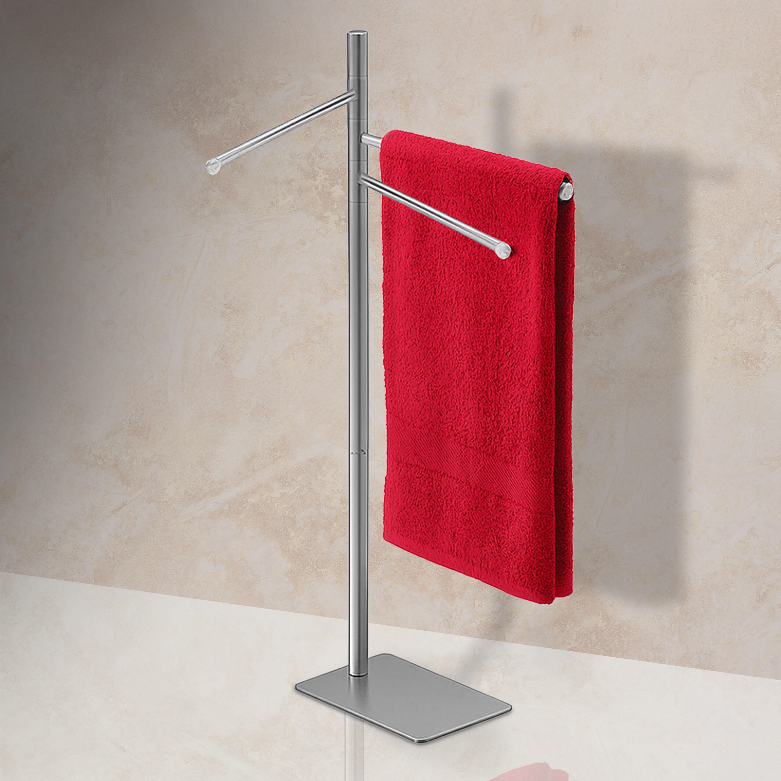HANDTUCHSTÄNDER - Silberfarben, Textil/Metall (33.5/83/14cm) - Relaxdays