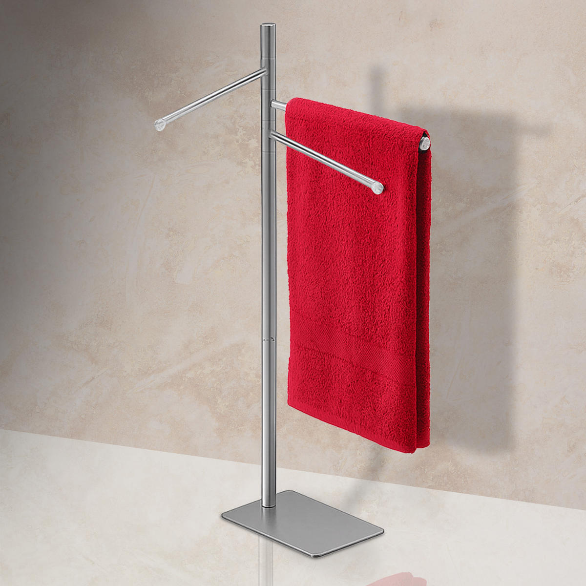 HANDTUCHSTÄNDER - Silberfarben, Textil/Metall (33.5/83/14cm) - Relaxdays