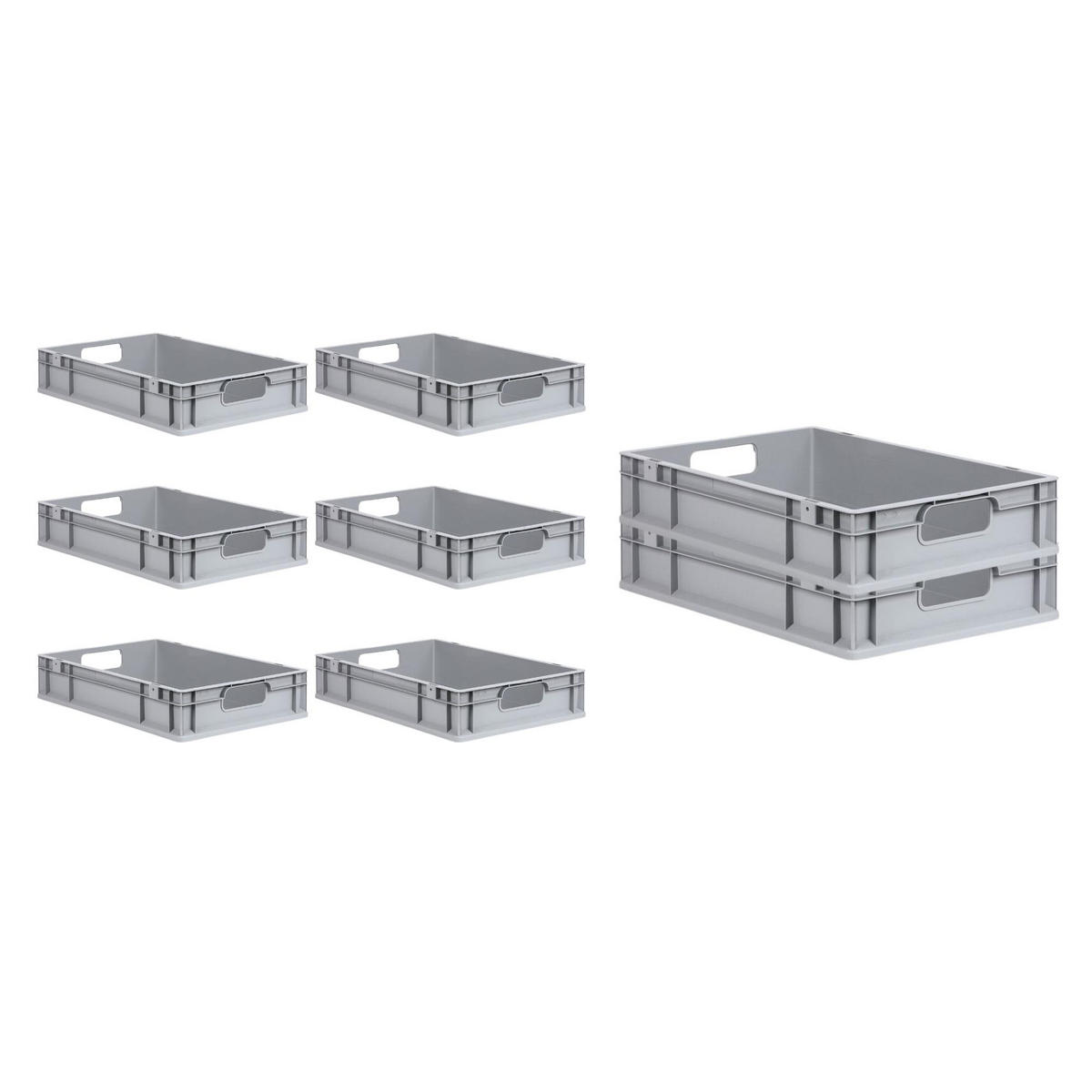 EUROBOX 8x Nextgen Economy Mit Auflagedeckel Grau/Gelb Griffe Offen 23 Liter - Gelb, Kunststoff (40/12/60cm) - PROREGAL