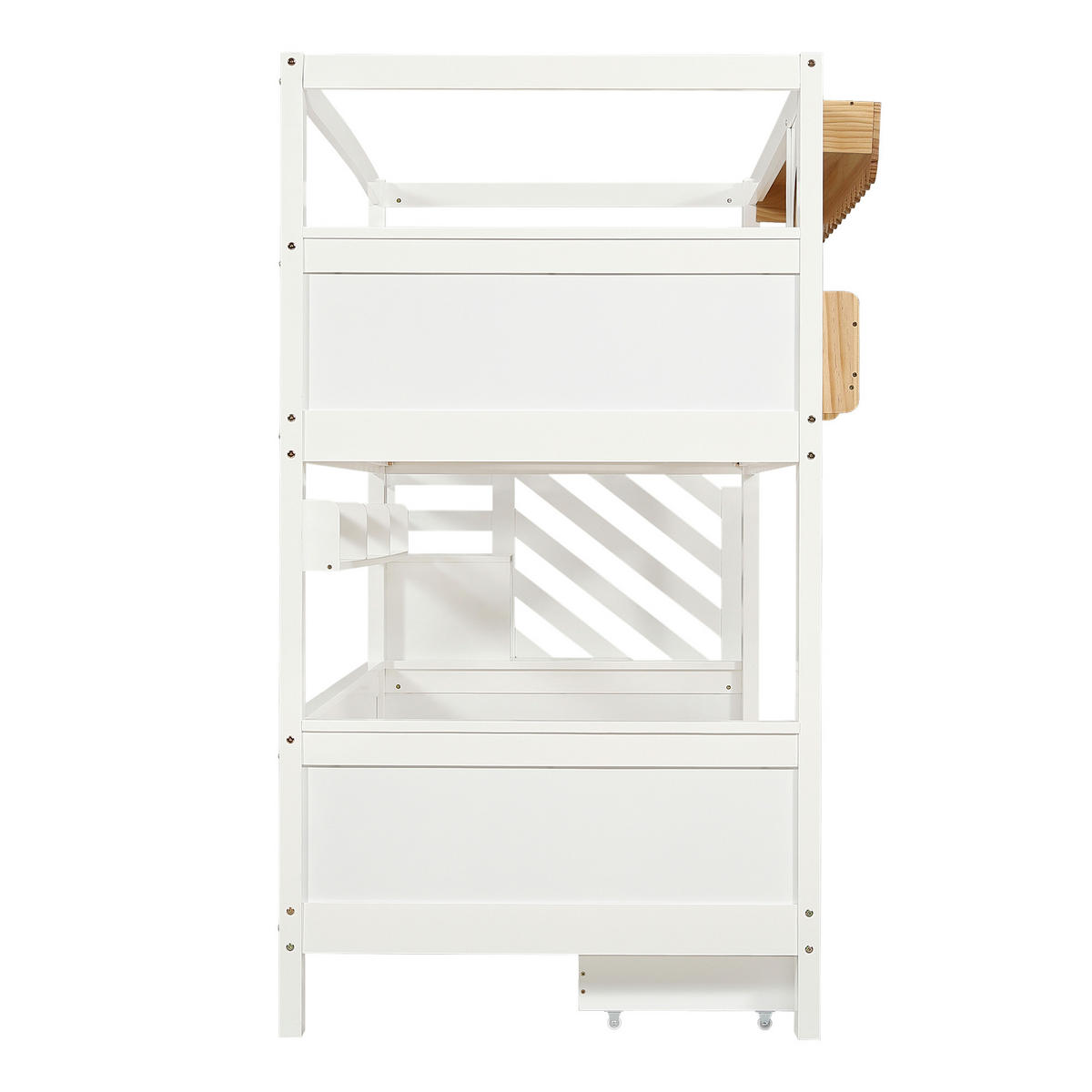 ETAGENBETT 90/200 cm DE-02264, in Weiß, mit Treppenschrank, 2 Schubladen und 2m Regal - Weiß, Holz/Holzwerkstoff (90/200cm) - ComfortXL