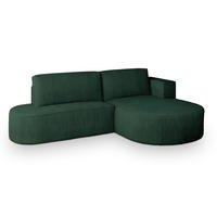 ECKSOFA CORTIO P R-S Grün Kordstoff mit Schlaffunktion - Grün, Holz (265/174cm) - MASSENO