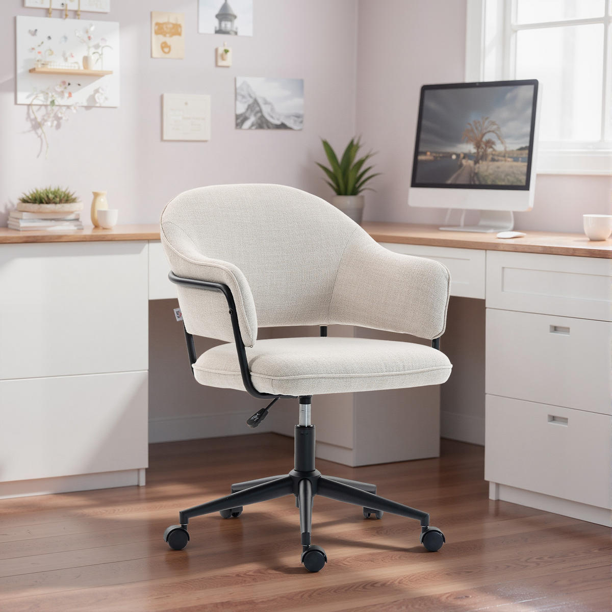 DREHSTUHL DE-11816 höhenverstellbar & 360° drehbar Creme - Weiß, Textil (63/92/65cm) - ComfortXL