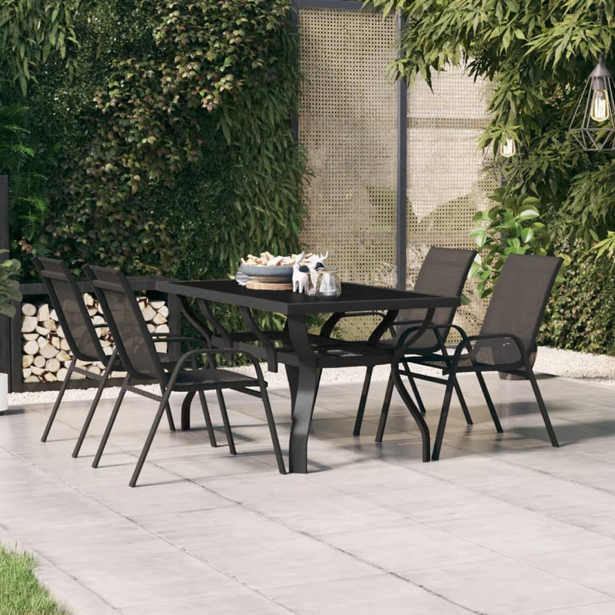 GARTENTISCH Tischfried 70/70/140 cm - Schwarz, Naturmaterialien (140/70/70cm) - ZMH
