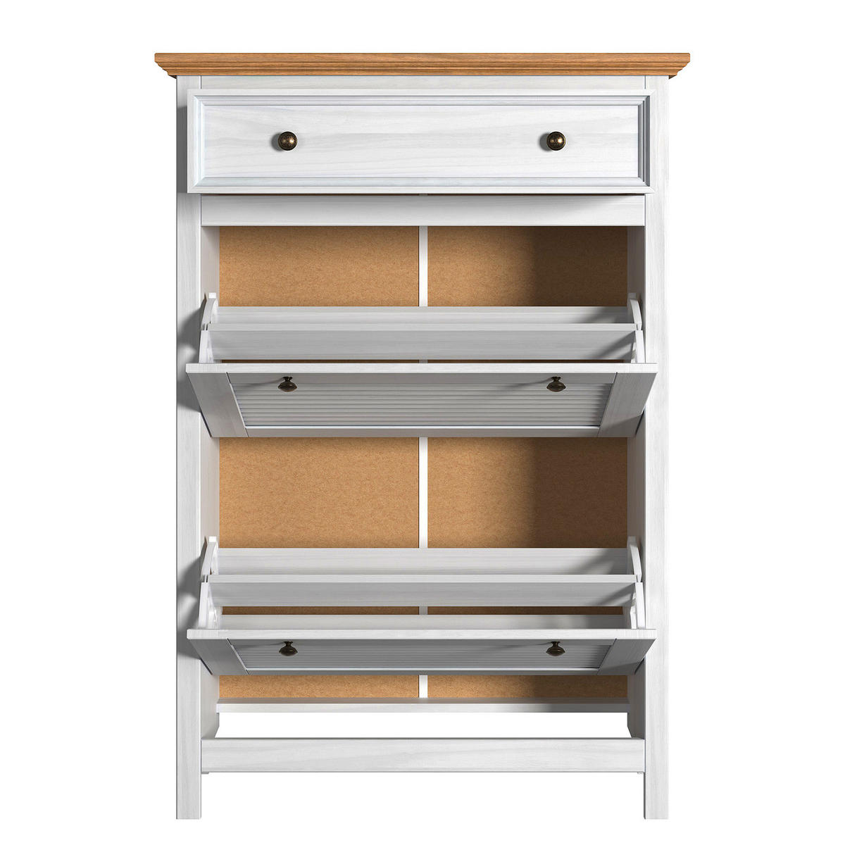 MASSIVER SCHUHKIPPER - Kiefer massiv - Kieferfarben, Holz/Metall (88/126/35cm) - home24