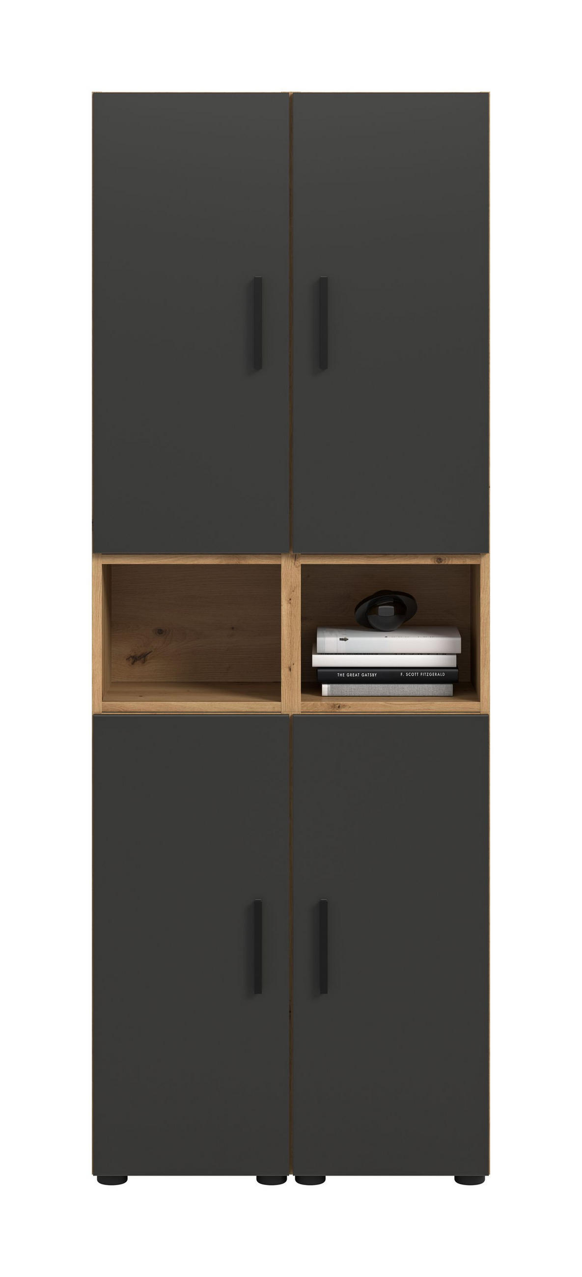 WOHNKOMBINATION THE ONE (B/H/T: ca. 65/178/34 cm) in Artisan Oak Nachbildung/Basalt grau - Eiche Artisan, Holzwerkstoff (65/178/34cm)