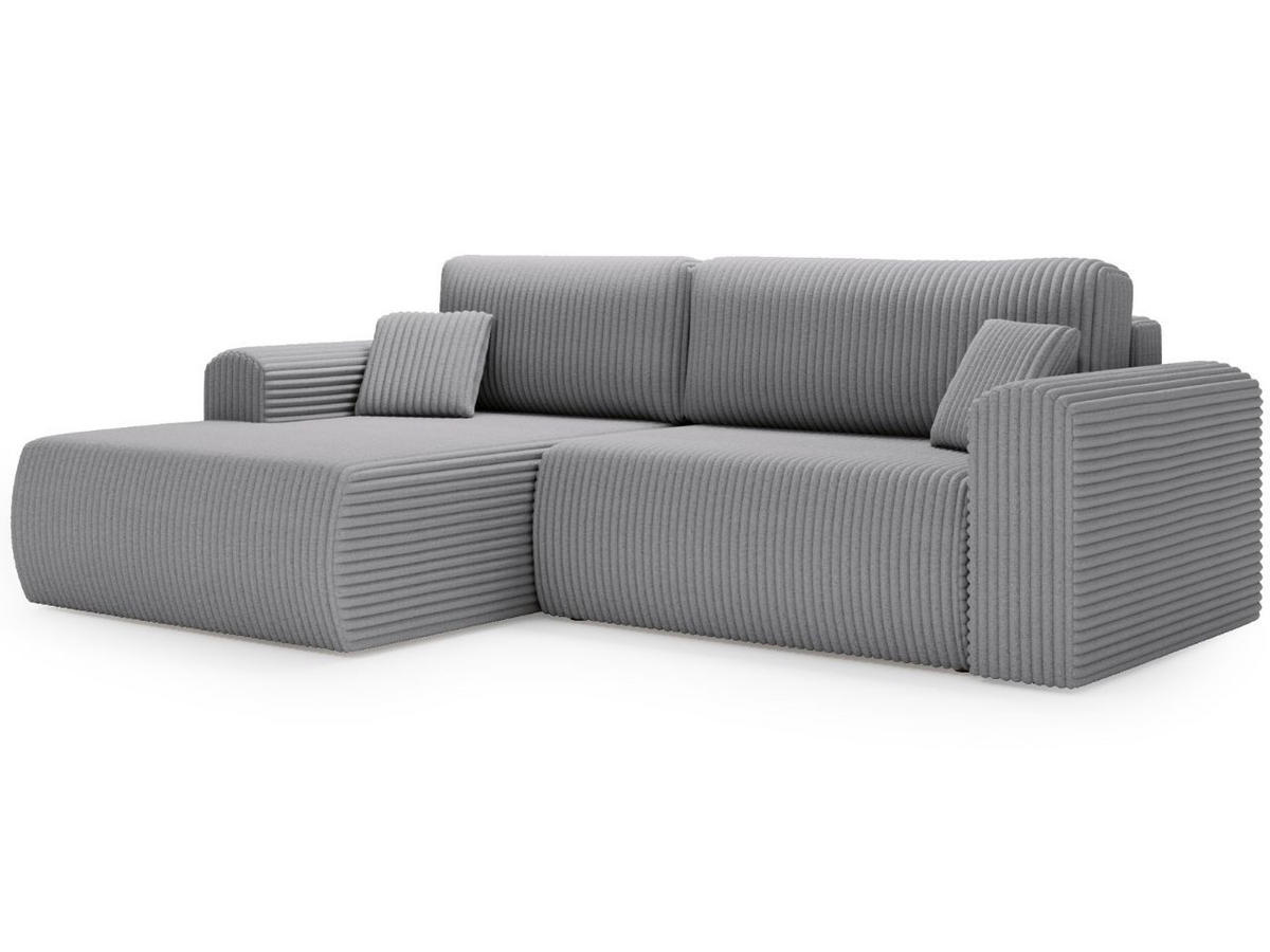 ECKSOFA Belvio Hellgrau Links - Hellgrau/Schwarz, Holz/Textil (257/177cm) - Graingold