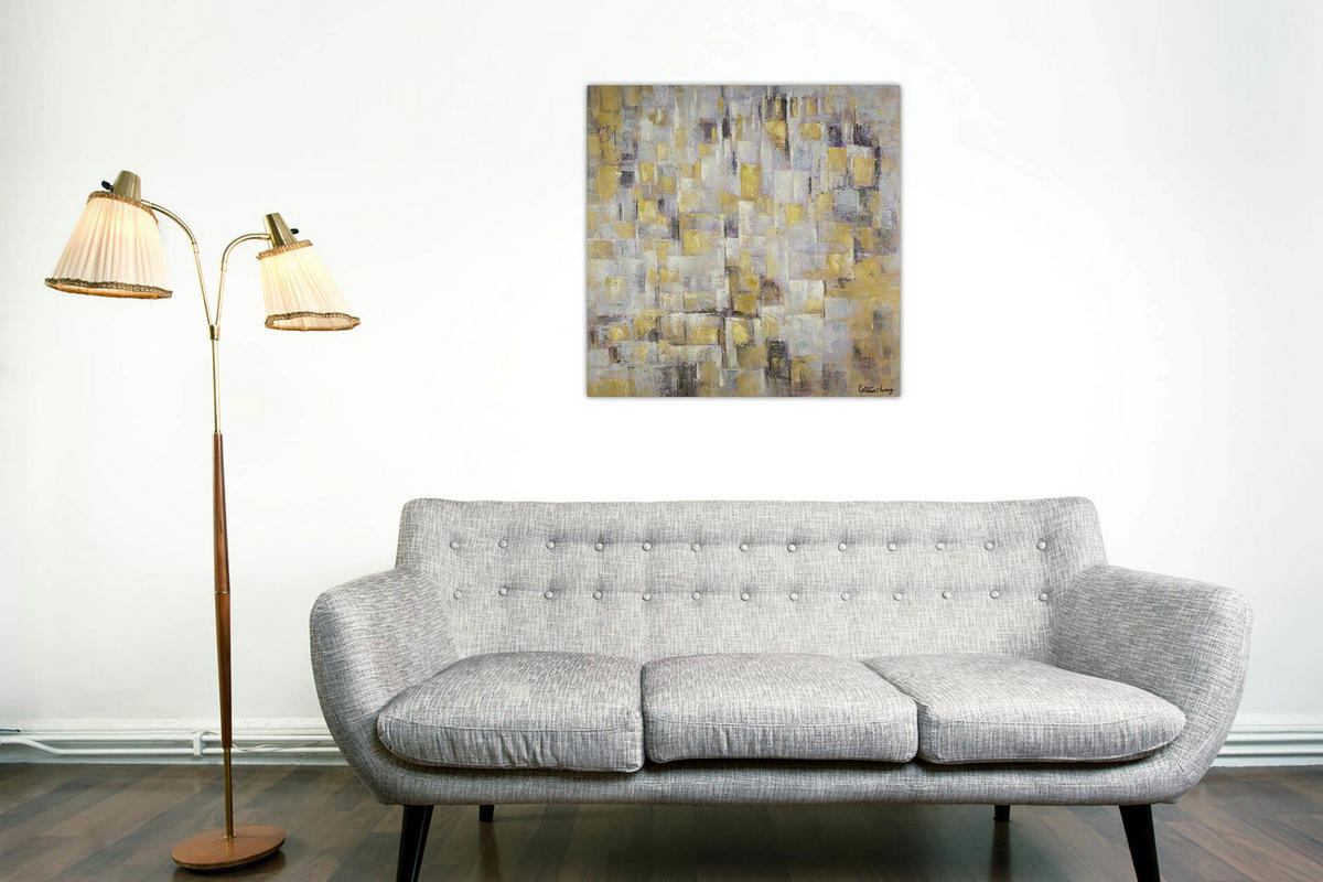ACRYLBILD HANDGEMALT 80/80 cm - Gelb, Holz/Textil (80/80cm) - KUNSTLOFT