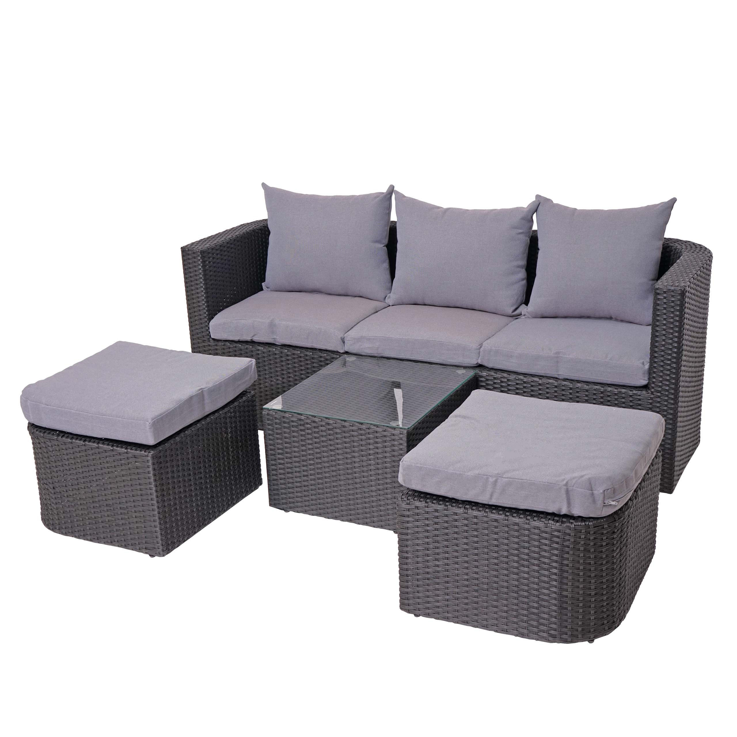 LOUNGE-SET Anthrazit, Hellgrau - Anthrazit/Hellgrau, Holz - MCW