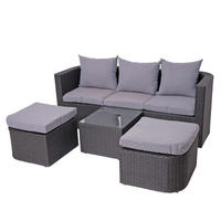LOUNGE-SET Anthrazit, Hellgrau - Anthrazit/Hellgrau, Holz - MCW