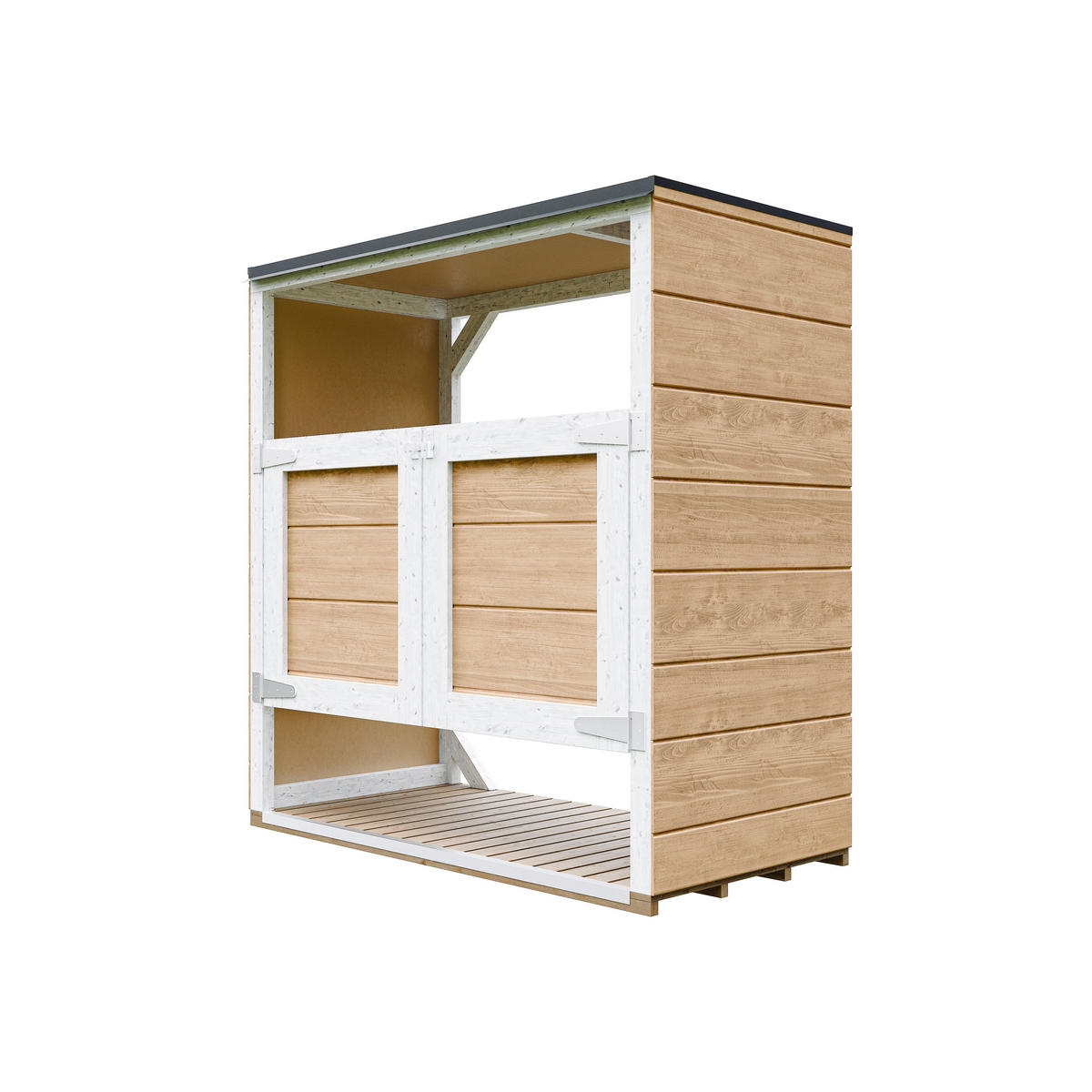MÜLLTONNENBOX 2er 240L, M980A-HARVEST HONEY, aus wetterfestem LP Smartside Holz - Honig, Holz (153/159/75cm) - Timbela