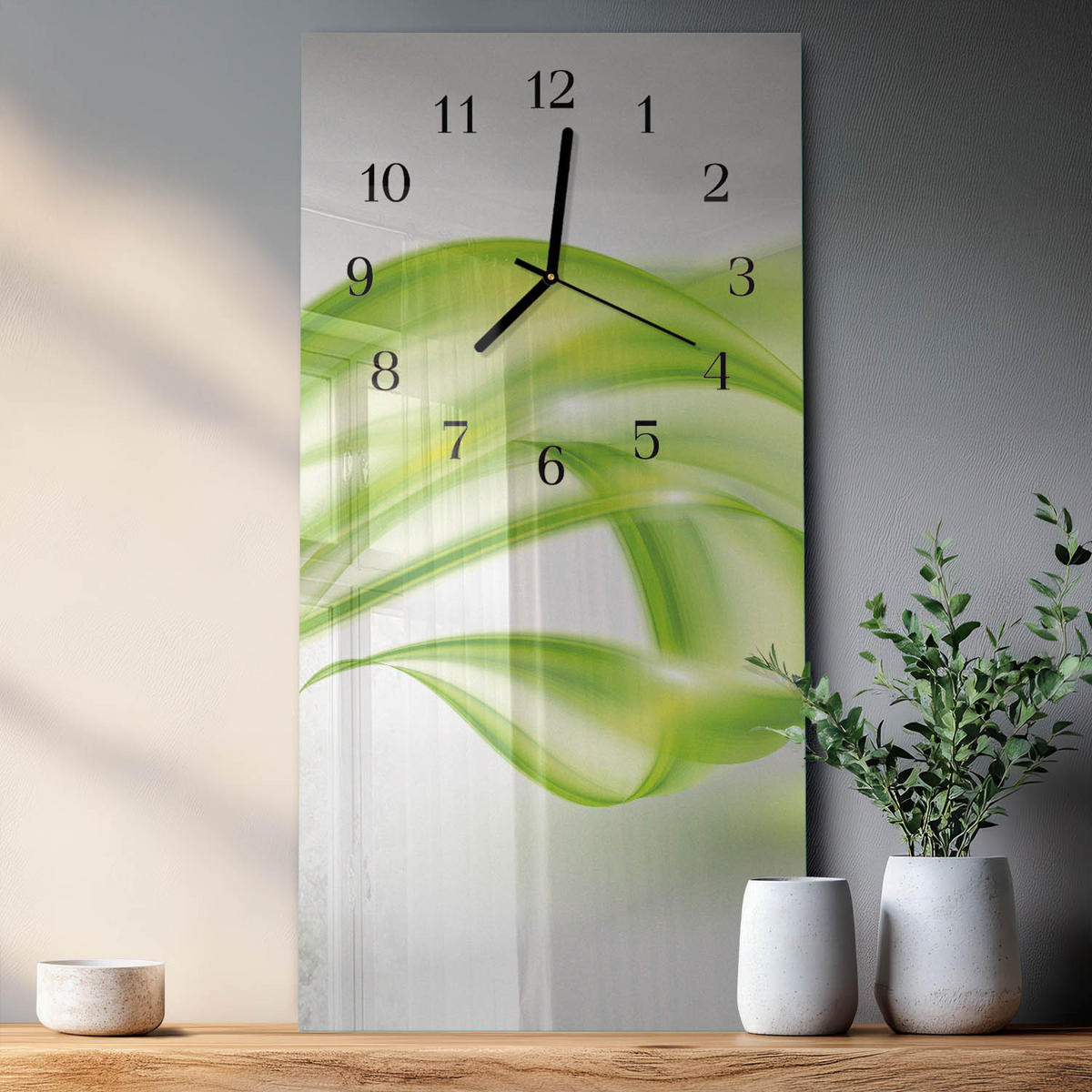 WANDUHR 60x30 cm - Eiswürfel - Grün, Glas (30/60/0.4cm) - TULUP