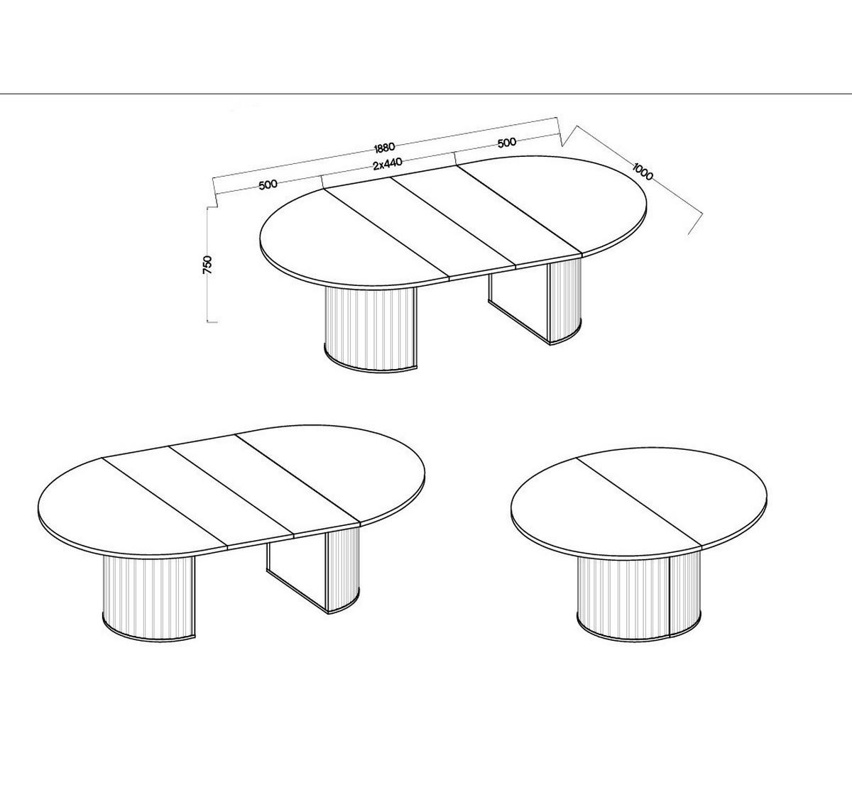 ESSTISCH BOLLA Ausziehbar 100 - 188 / 100 x 75 cm - Eichefarben/Eiche San Remo, Holz (100/100/75cm) - MASSENO