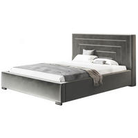 POLSTERBETT Nizza mit Kopfteil, 160x200 cm, Doppelbett mit Bettkasten und Lattenrost aus Holz, Velourstoff Grau - Grau, Holz/Textil (160/200cm) - Alpi-Möbel