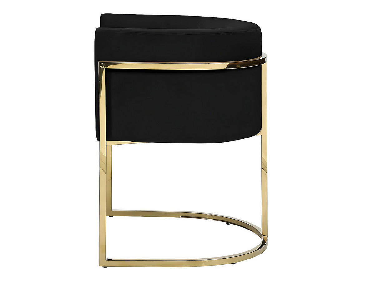 STUHL mit Armlehnen 6er-Set - Samt & Metall - Schwarz & Goldfarben - PERIA - Schwarz, Textil (56.5/76/60cm) - Pascal Morabito