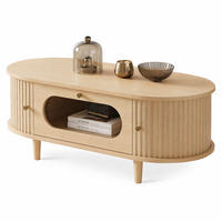 COUCHTISCH in Eichefarben Sofatisch mit Schublade und Rolltür, Sofa- und Beistelltisch mit 4 Stützbeinen, B100/T50/H36cm - Eichefarben, Glas/Holzwerkstoff (50/100/36cm) - STILVORA