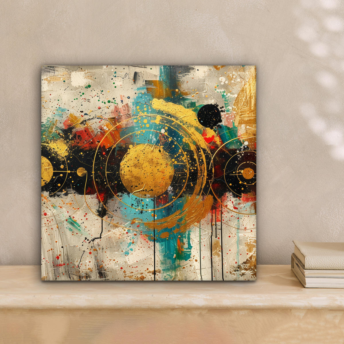 LEINWANDBILD - Abstrakt - Kunst - Gold - Modern - 20x20 - Wandbilder - Multicolor, Textil (20/20cm) - MuchoWow