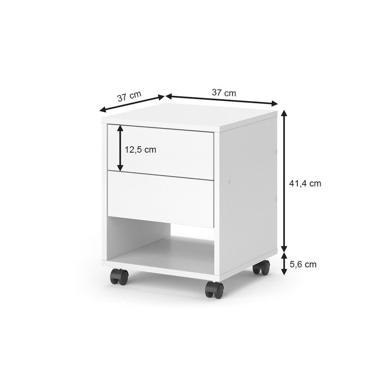 ROLLCONTAINER Jons Weiß 37 x 37 cm mit 2 Schubladen - Weiß, Holzwerkstoff (37/47/37cm) - Vicco