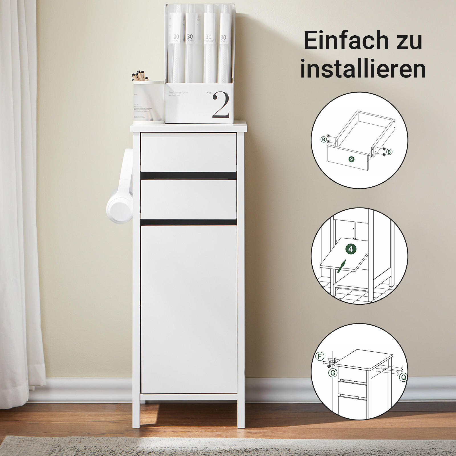 AUFBEWAHRUNGSSCHRANK Weiß - Weiß, Holzwerkstoff (32/76/40cm) - SoBuy