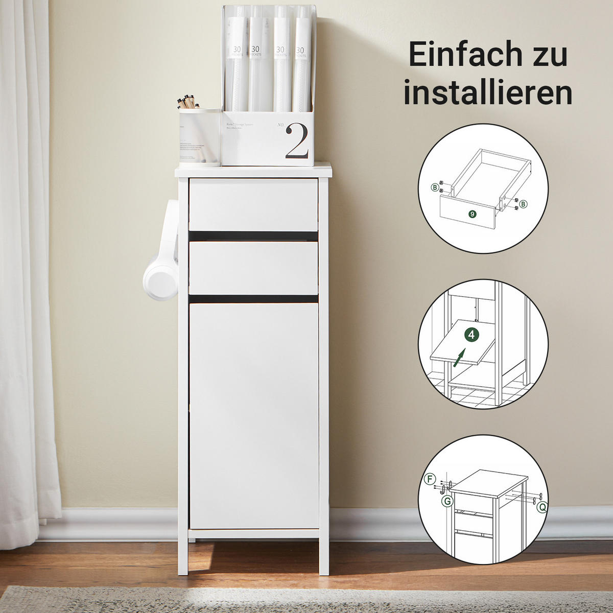 AUFBEWAHRUNGSSCHRANK Weiß - Weiß, Holzwerkstoff (32/76/40cm) - SoBuy