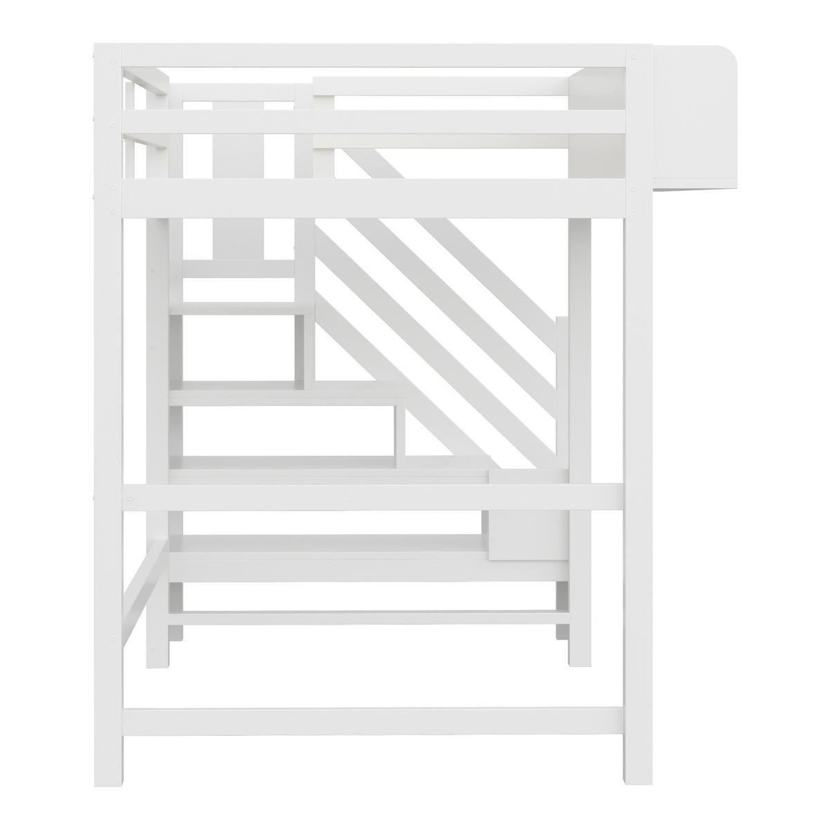 HOCHBETT 90x200cm mit LED Stauraum Sicherheitsgitter Weiß - Weiß, Holz (90/200cm) - FLIEKS