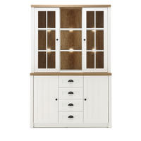 BUFFETSCHRANK weiß Pinie, Eiche hell Landhaus, Buffet 130 x 198 cm - Eichefarben/Schwarz, Holzwerkstoff/Metall (130/198/43cm) - Furn.Design