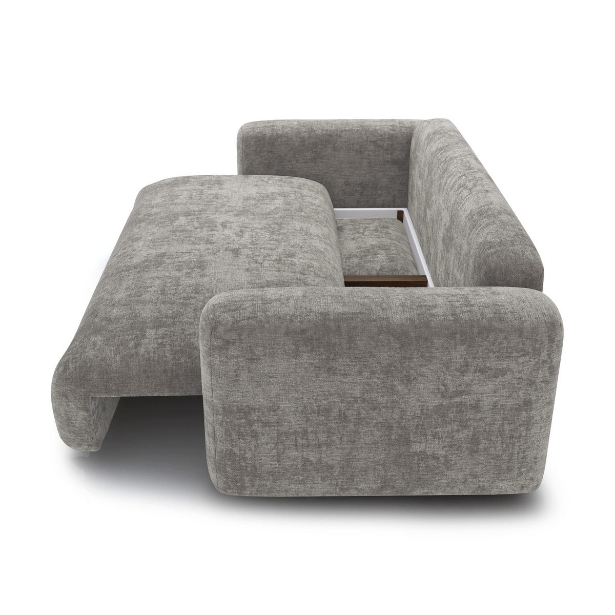 SCHLAFSOFA mit Stauraum LIOR Strukturierter Samt Betongrau 260cm - Grau, Textil (260/83/100cm) - Premium Interiors