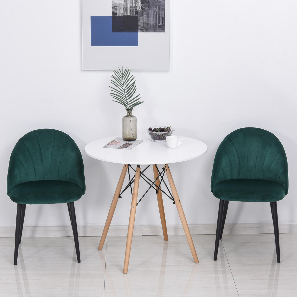 ESSZIMMERSTÜHLE, Samt, Metall, Grün - Grün, Textil (52/79/54cm) - HOMCOM