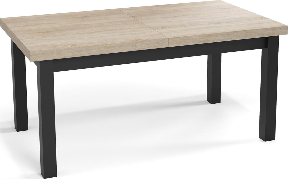 ESSTISCH Gemini rechteckig ausziehbar, Sonoma Eiche 160-210/90/78 cm - Schwarz/Sonoma Eiche, Holz/Holzwerkstoff (160/90/78cm) - WFL GROUP