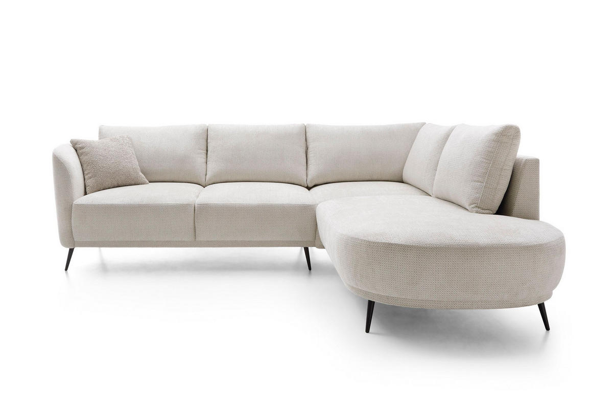 ECKSOFA ALPI Creme Chenille mit Schlaffunktion - Creme, Holz (262/220cm) - MASSENO