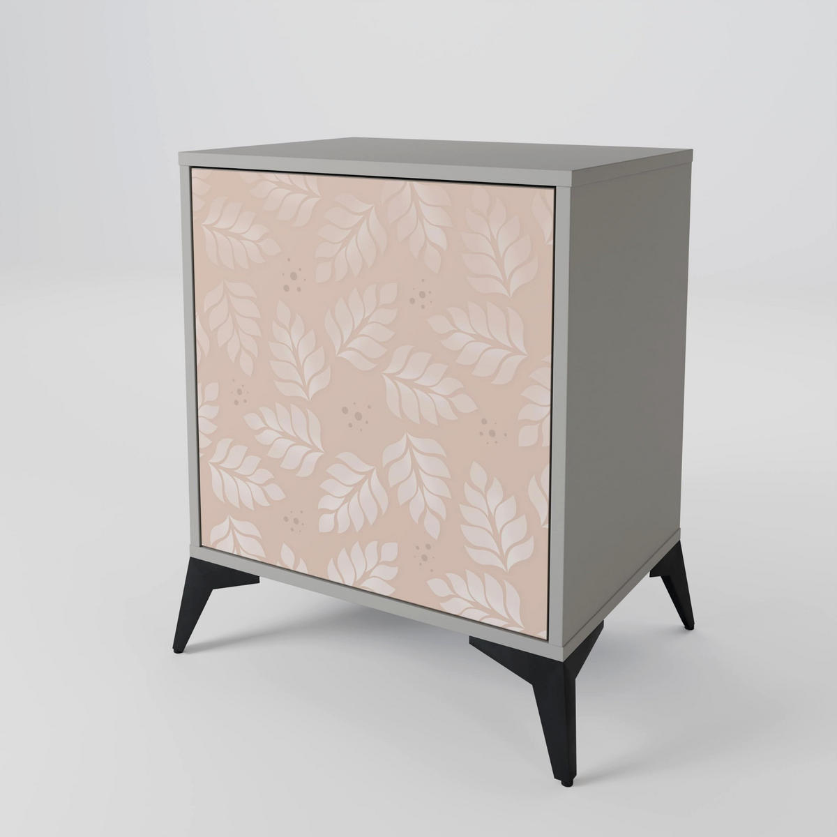 SIDEBOARD LEAVES ON BEIGE, Grau, 57,5x42x57,5 cm, Ohne Füße - Multicolor/Grau, Holzwerkstoff (57.5/57.5/42cm) - SpaceRebels