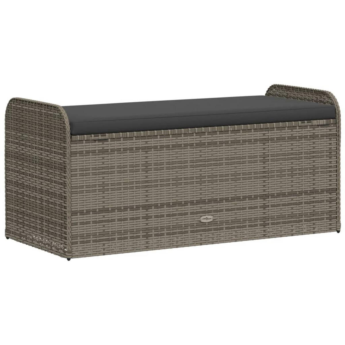 SITZBANK Mit Stauraum & Kissen Grau 115/51/52 Cm Poly Rattan - Schwarz/Grau, Kunststoff/Textil (115/52/51cm) - vidaXL