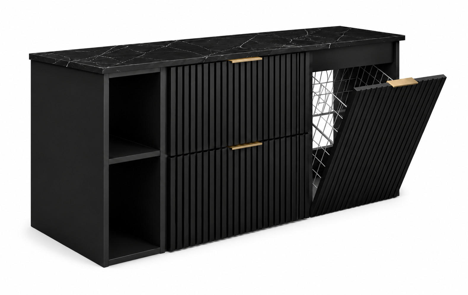3XE Living Badmöbel-Set Schwarz, Creme 120x57x46 cm